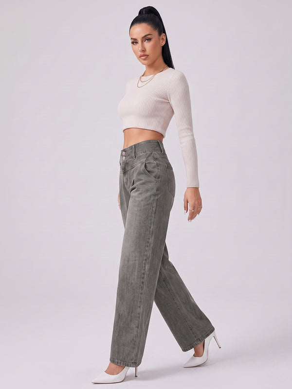 Double Take Pleated Wide Legs – Grey