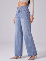 Double Take Pleated Wide Legs – Light Blue