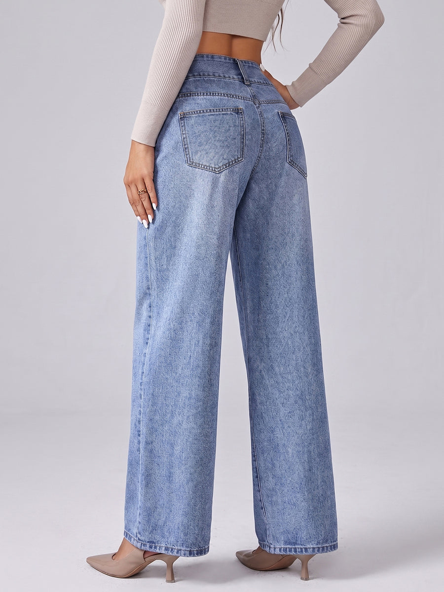 Double Take Pleated Wide Legs – Light Blue