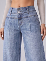 Double Take Pleated Wide Legs – Light Blue