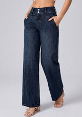 Double Take Pleated Wide Legs – Navy Blue