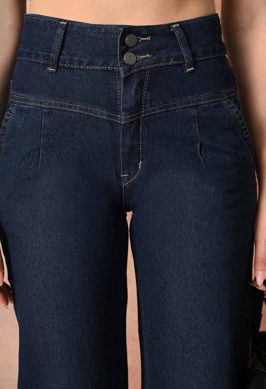 Shadow Luxe Wide Legs – Navy Blue Wide-Leg Jeans View 10 – Glossia Fashion