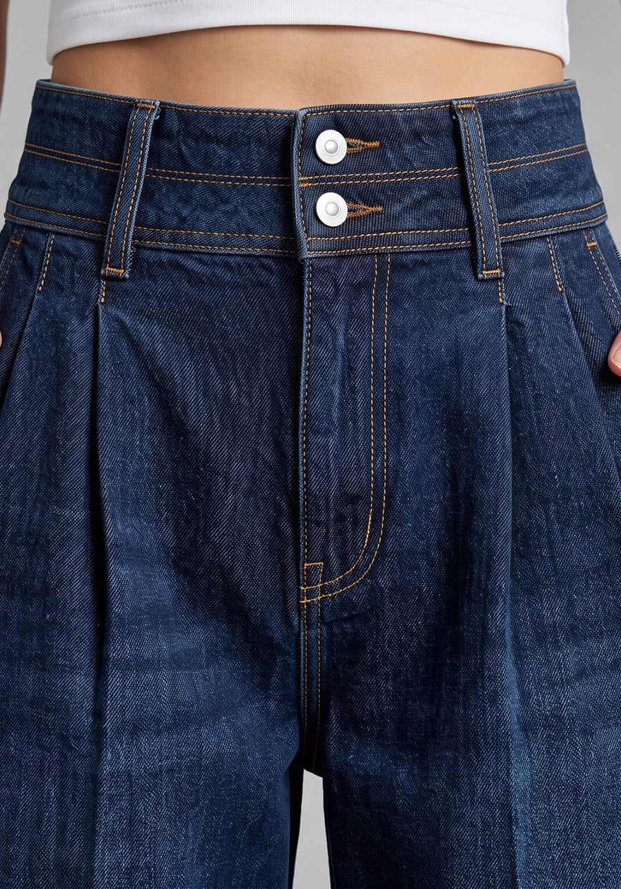 Double Take Pleated Wide Legs – Navy Blue