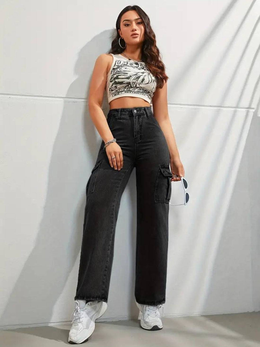 Cityscape Cargo Denim Jeans - Glossia Fashion