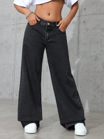 Dark Ember Straight Fit Jeans - Glossia Fashion