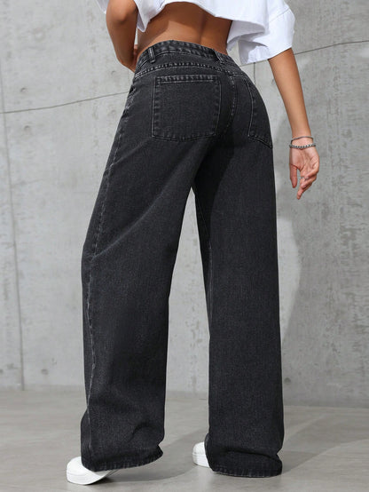 Dark Ember Straight Fit Jeans - Glossia Fashion