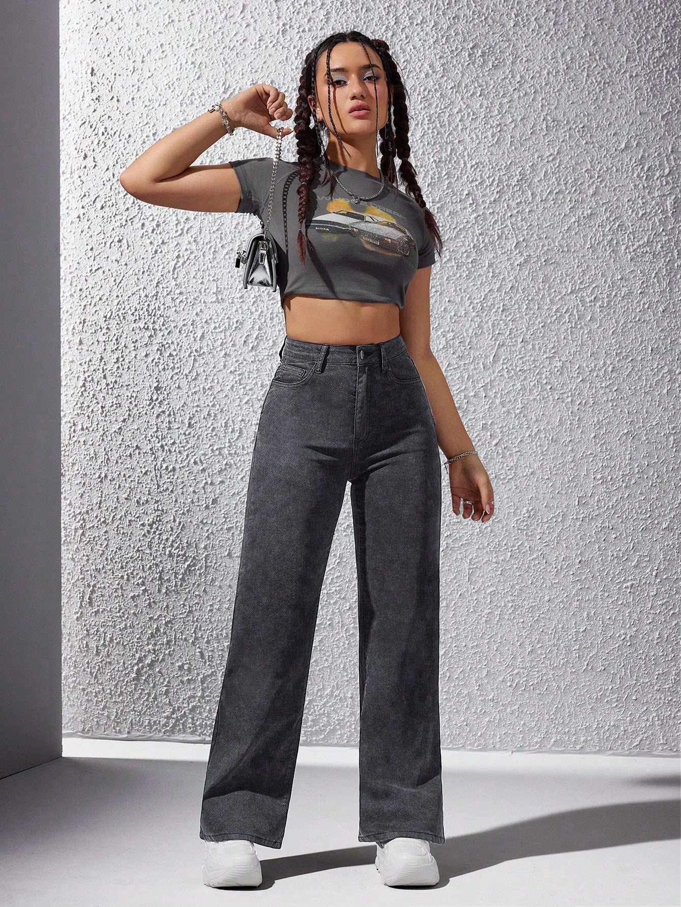 Obsidian Straight Fit High-Waist Denim - Glossia Fashion
