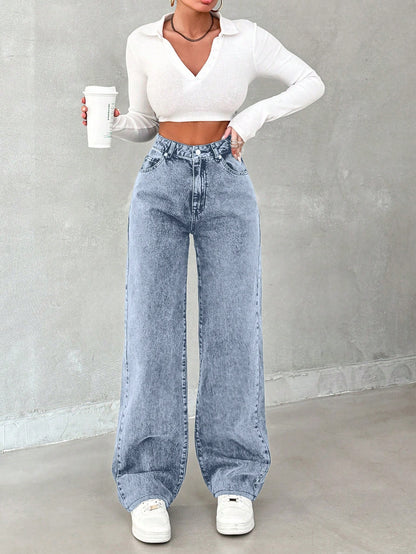 Blue Opal Straight Fit Jeans - Glossia Fashion