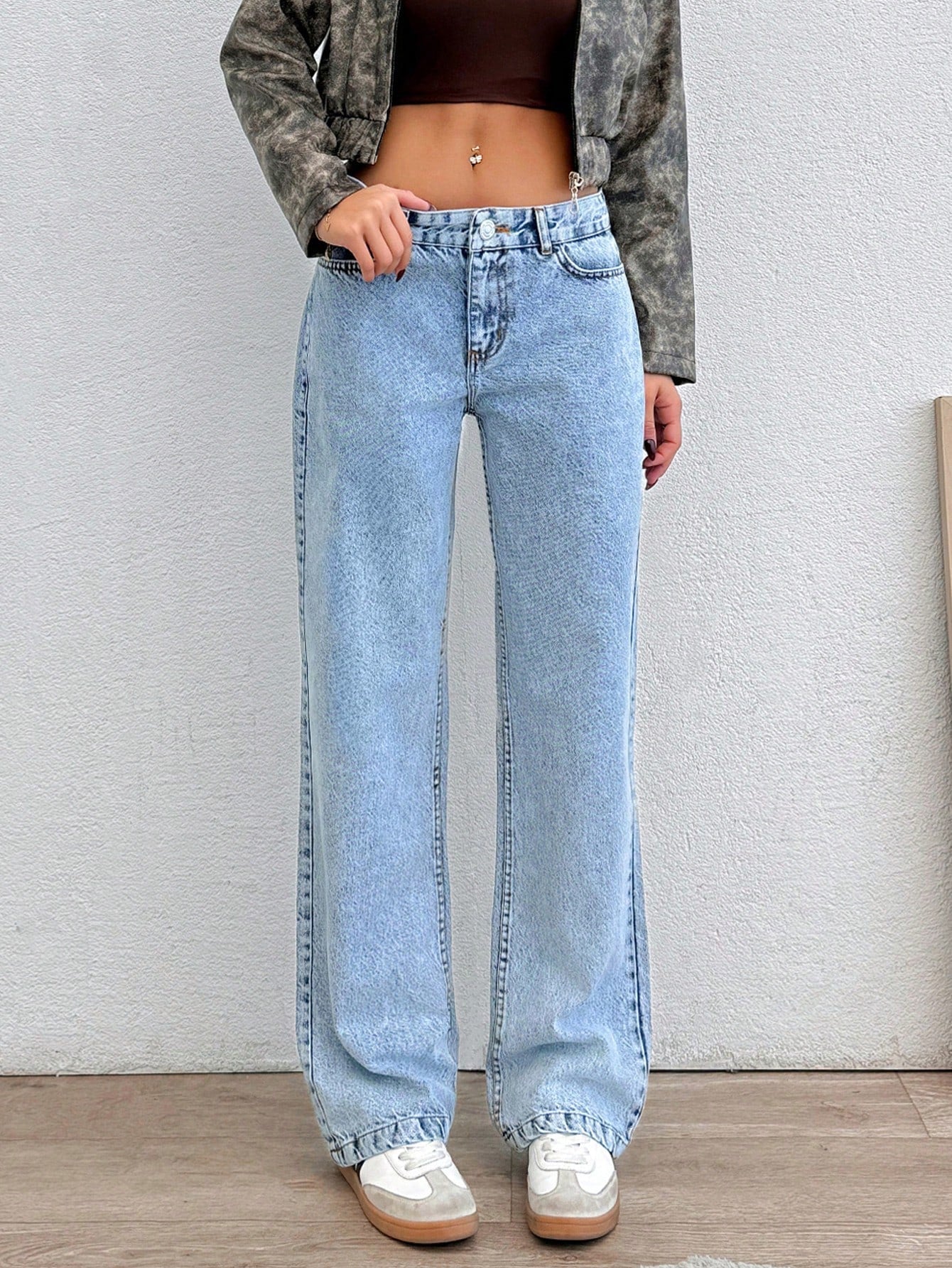 Light Mist Straight-Leg Denim - Glossia Fashion