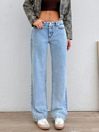 Light Mist Straight-Leg Denim - Glossia Fashion