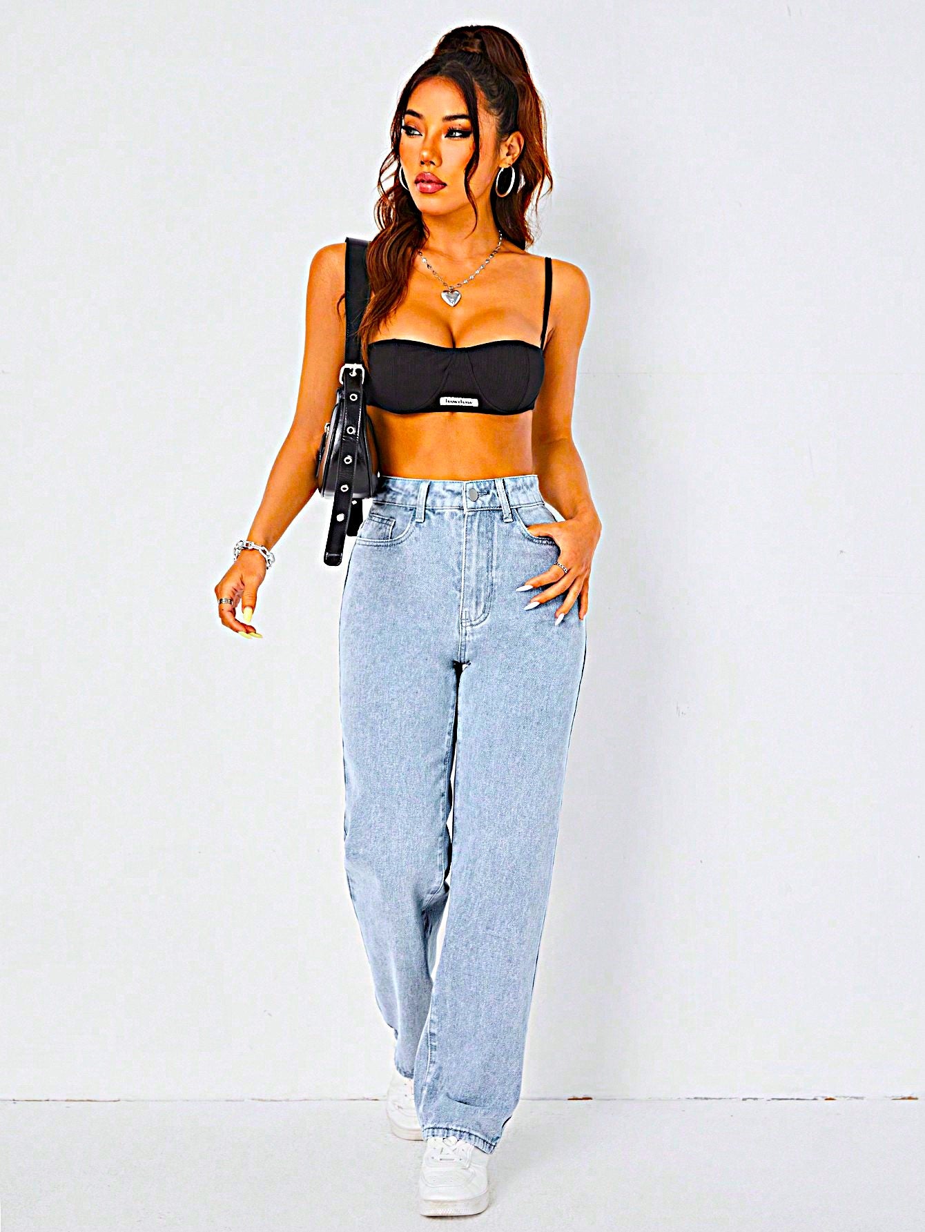 Power Pose Stonewash Straight Fit Jeans - Glossia Fashion
