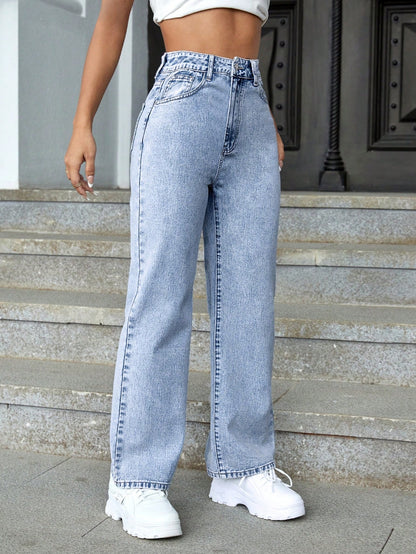 Statement Straight Fit Denim - Glossia Fashion