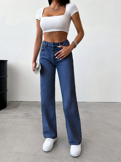 Zenfit High-Rise Straight Denim - Glossia Fashion