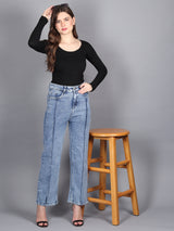 Stonewash Streamline Wide Fit Denim - Glossia Fashion