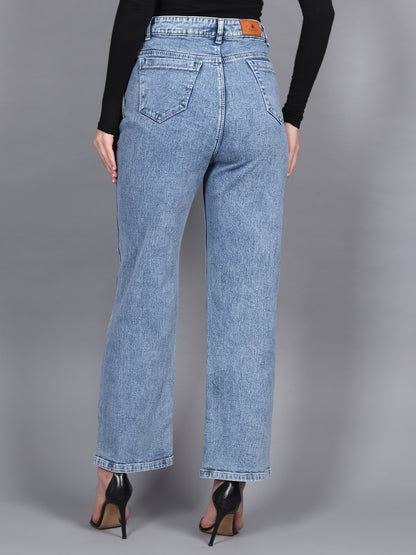 Stonewash Streamline Wide Fit Denim - Glossia Fashion