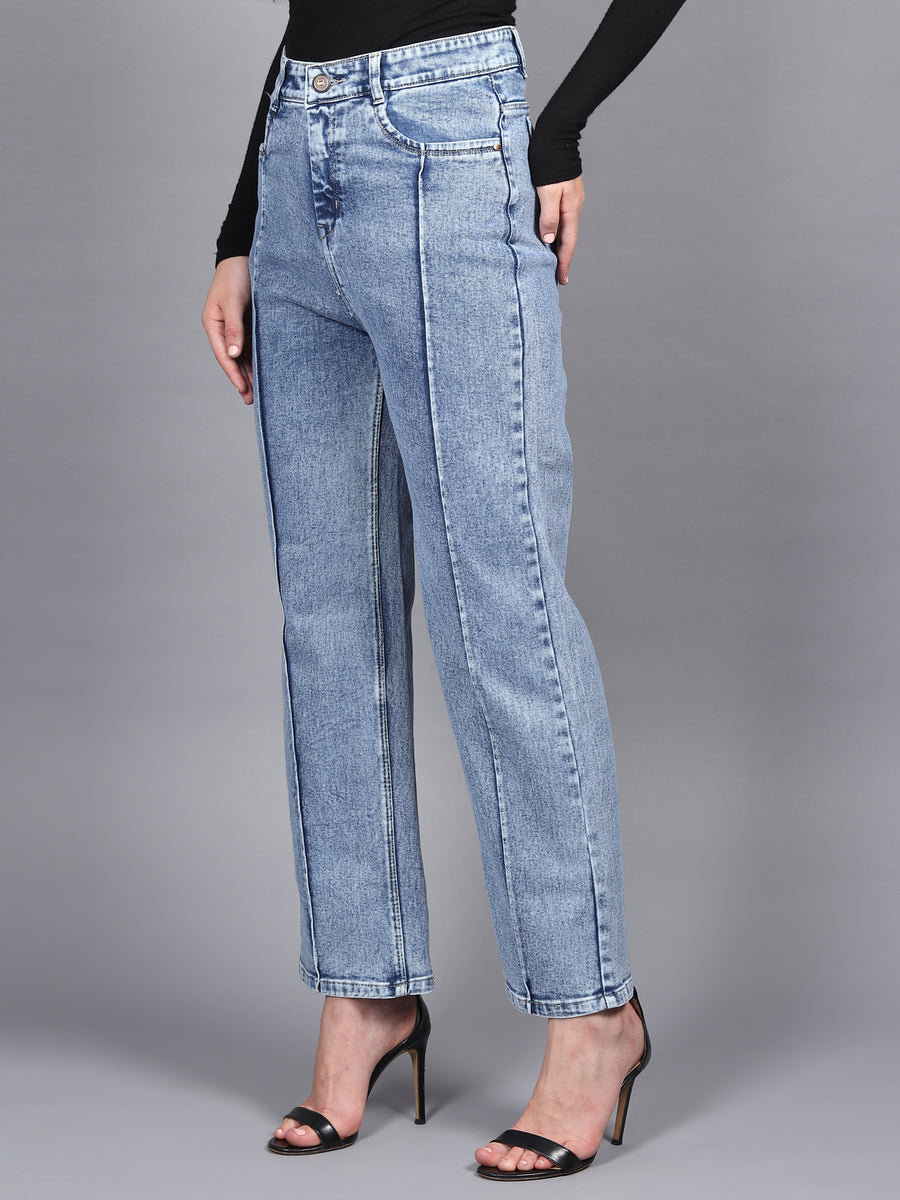Stonewash Streamline Wide Fit Denim - Glossia Fashion
