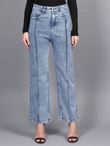 Stonewash Streamline Wide Fit Denim - Glossia Fashion