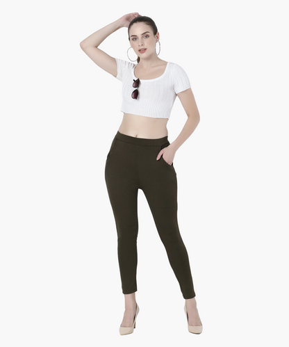 High-Waisted Stretch Cigarette Trousers - Glossia Fashion