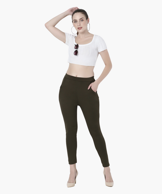 High-Waisted Stretch Cigarette Trousers - Glossia Fashion
