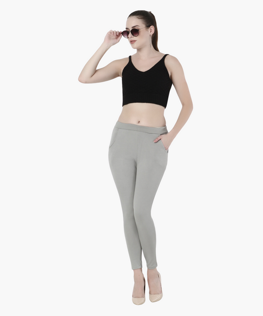 High-Waisted Stretch Cigarette Trousers - Glossia Fashion