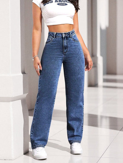 Sky Curve High-Waist Straight Fit Jeans