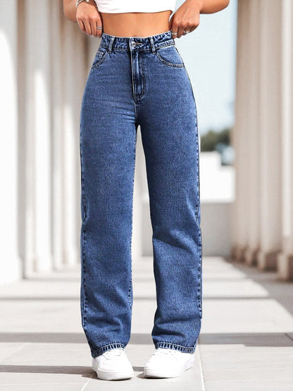 Sky Curve High-Waist Straight Fit Jeans