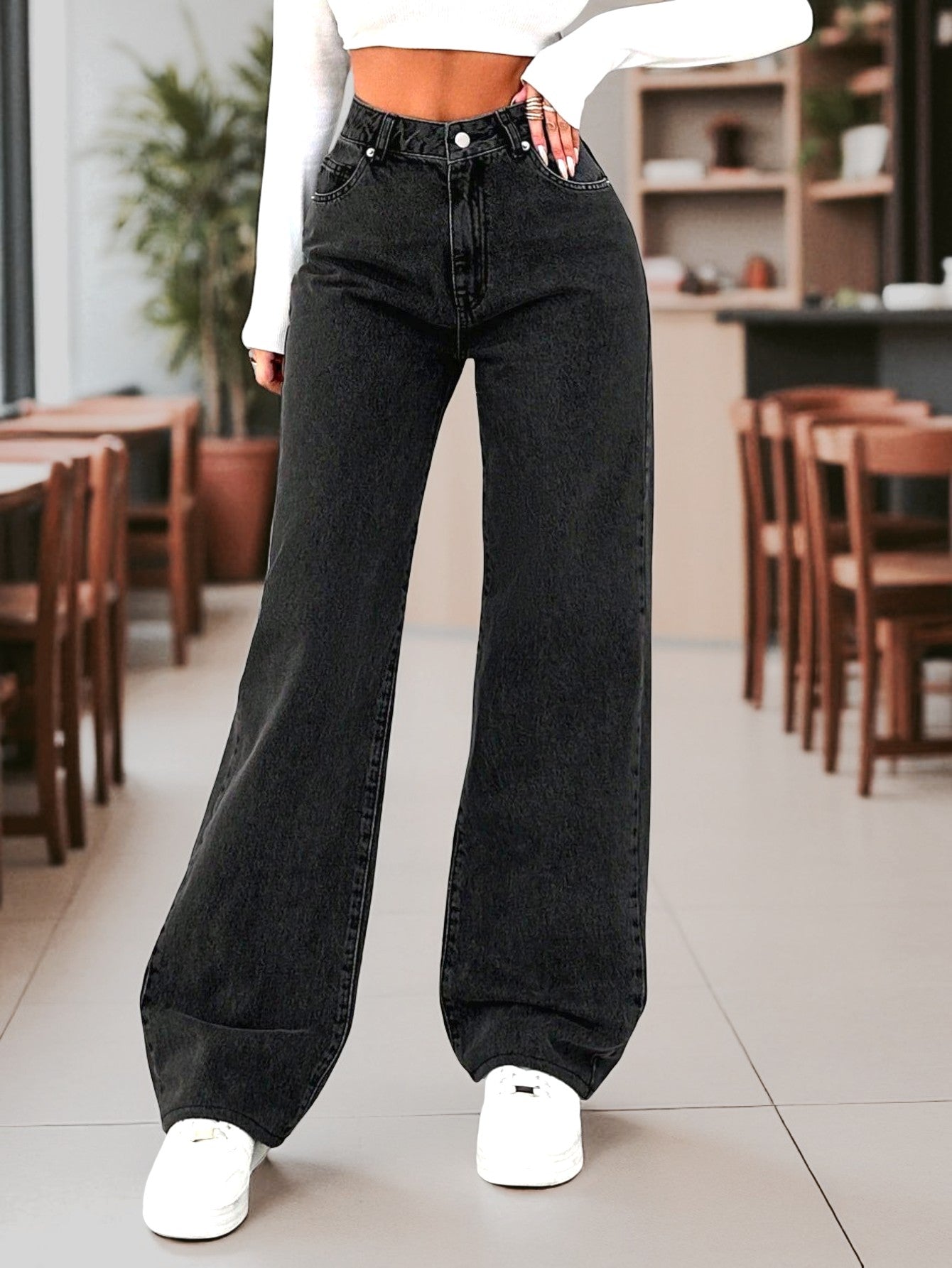 Dew Drop High-Waist Stretchable Denim