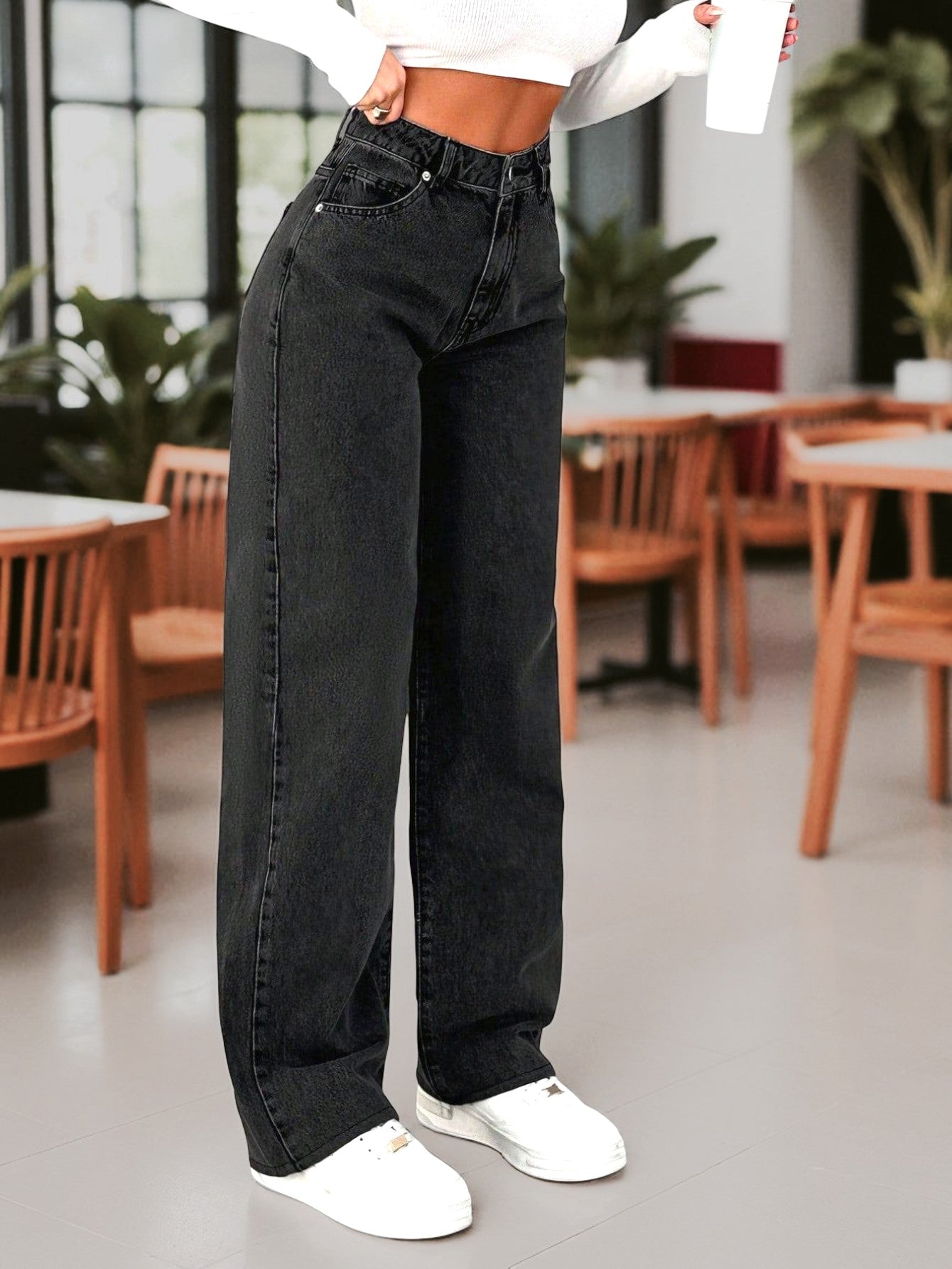 Dew Drop High-Waist Stretchable Denim