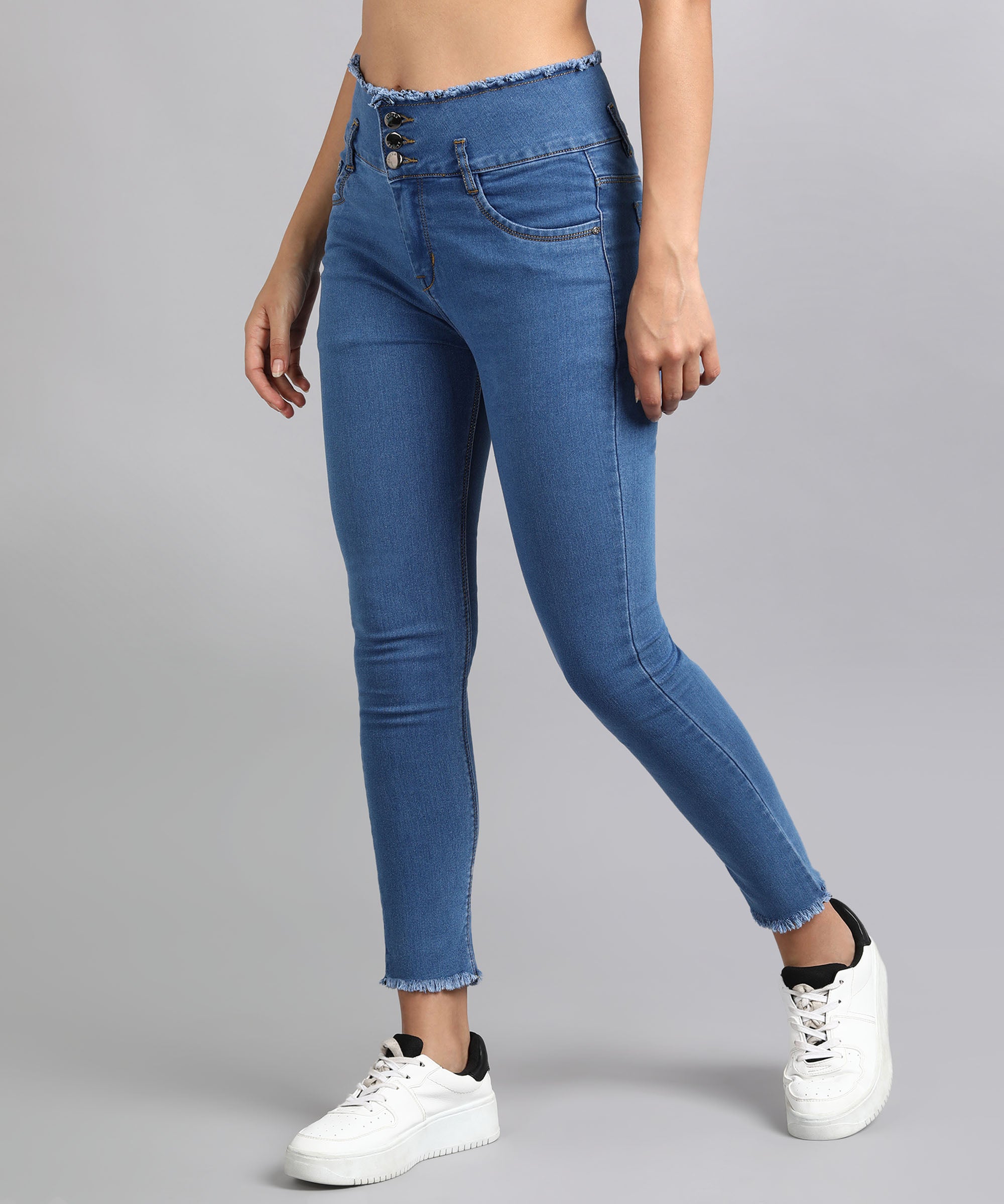 Ladies frayed hem on sale jeans