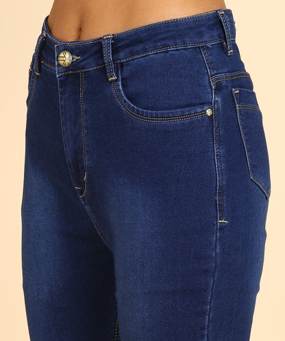 Denim Cotton Lycra High Waist Regular Jeans for Women-1597