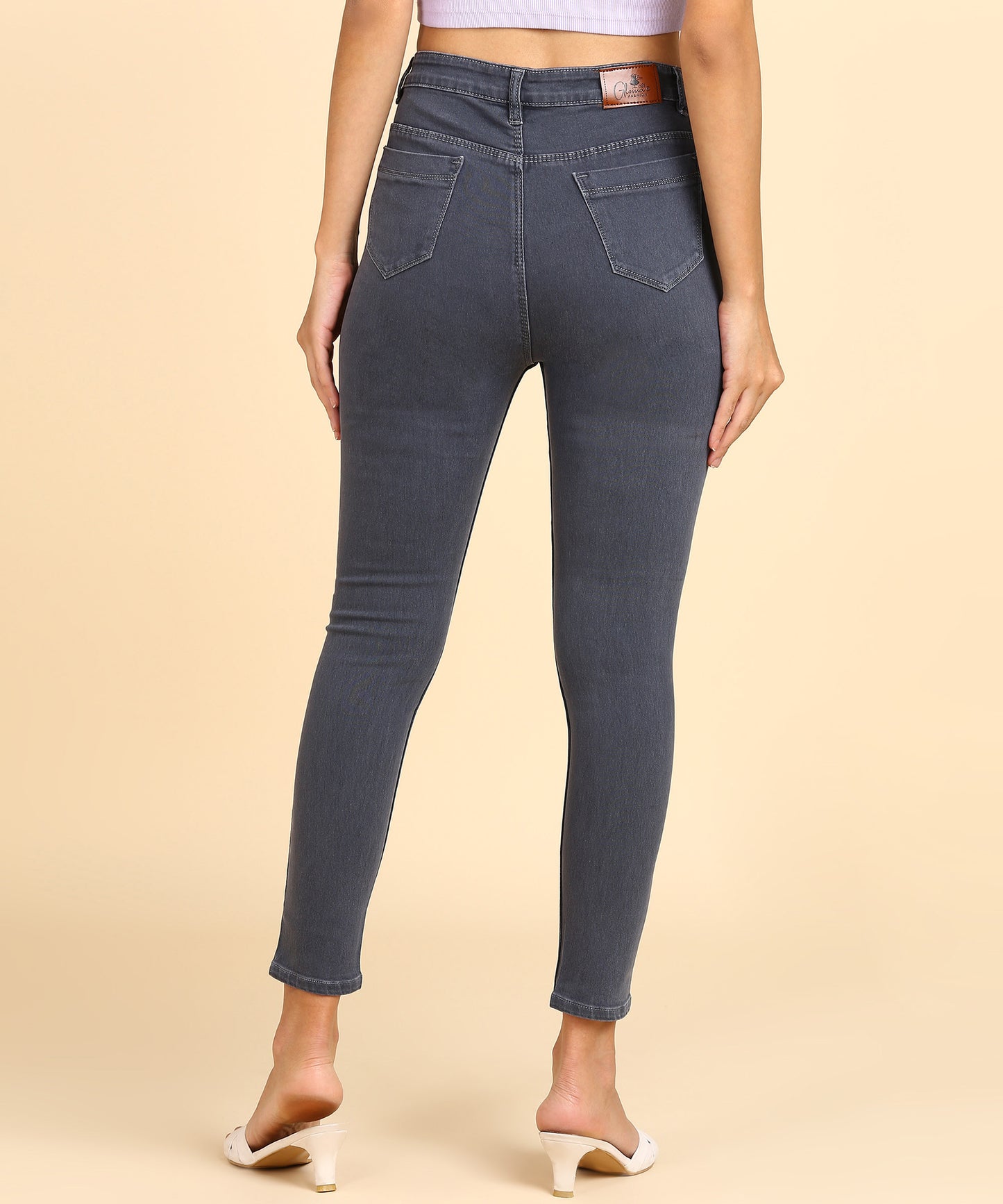Grey High Rise Slim Fit Ankle Length Jeans- 5100N