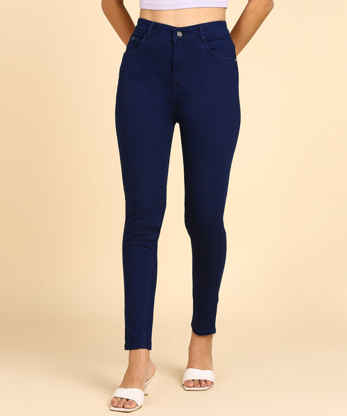 Navy Blue High Rise Slim Fit Ankle Length Jeans- 5100N