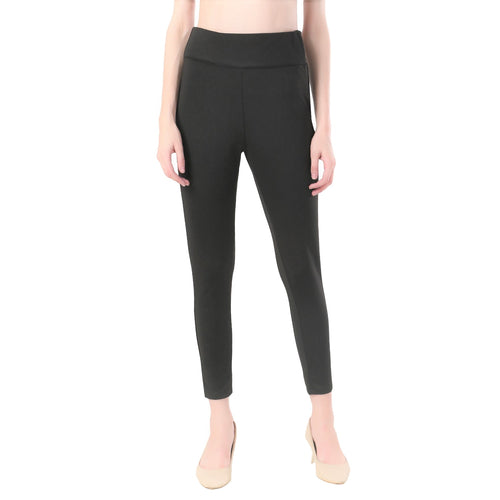 Dark Grey High-Waisted Classic Cigarette Trousers for Women -650