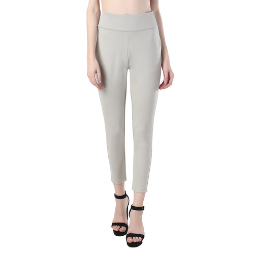 Quill Grey High-Waisted Classic Cigarette Trousers for Women -650