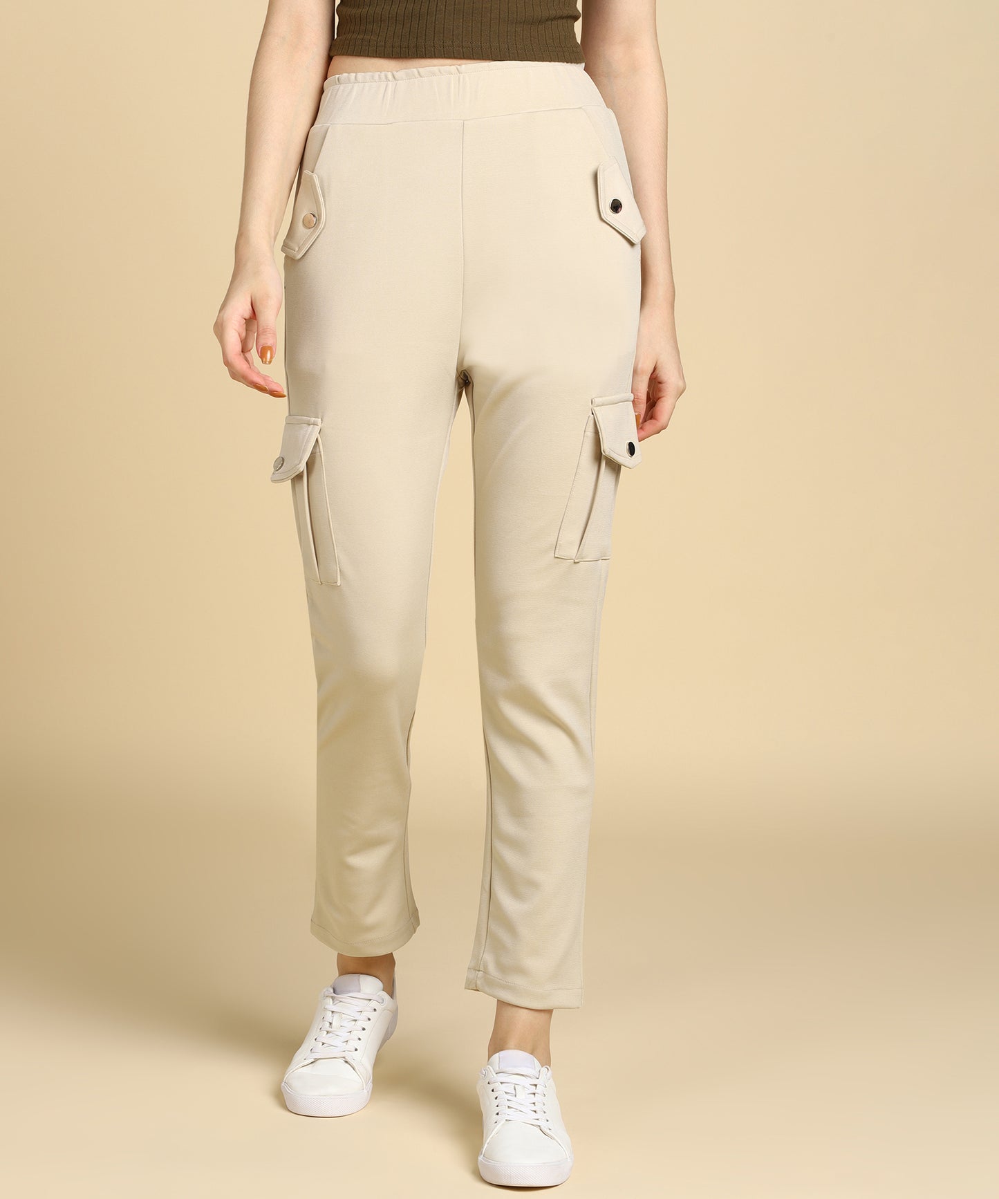 Casual High Waist Tapered Cargo Pants