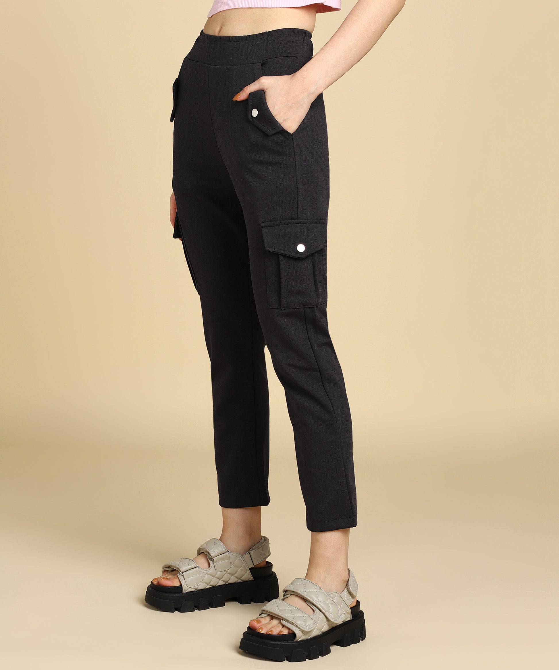 Women's Casual High Waist Tapered Cargo Trouser Pants - 681 – Glossia  Fashion