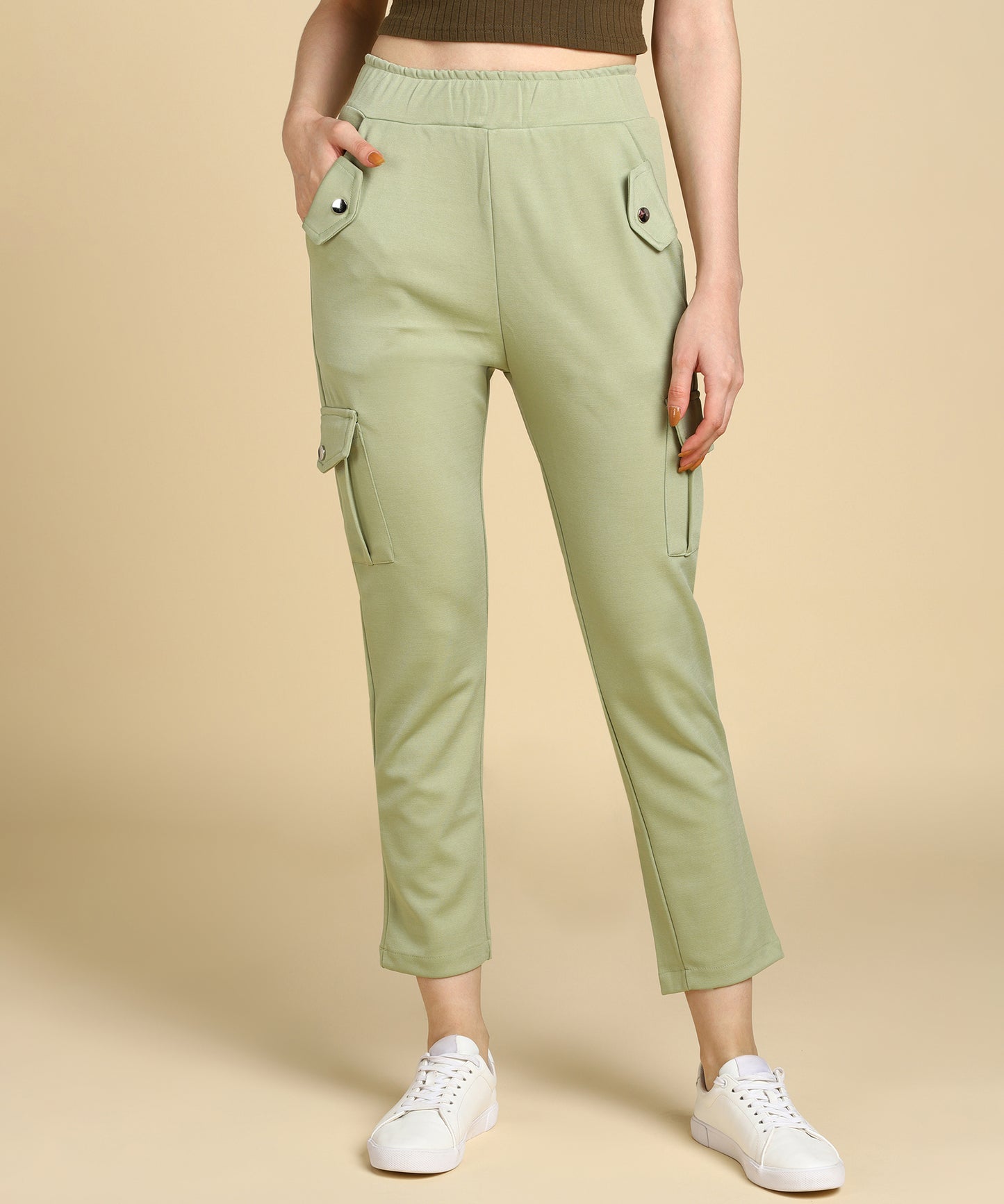 Casual High Waist Tapered Cargo Pants