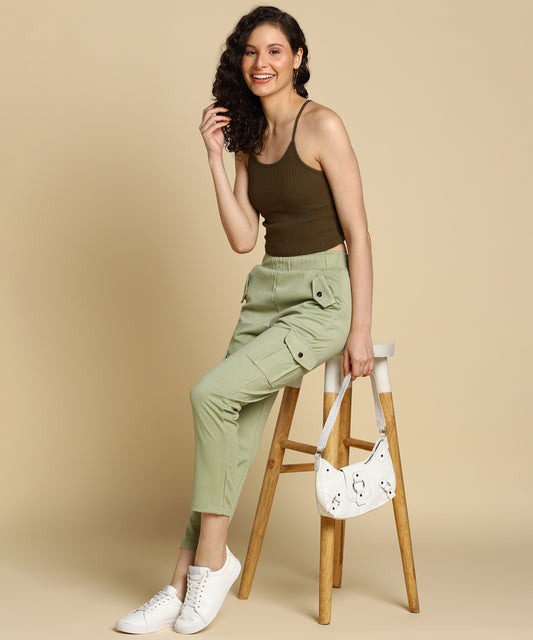 Casual High Waist Tapered Cargo Pants