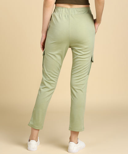 Women's Casual High Waist Tapered Cargo Trouser Pants - 681