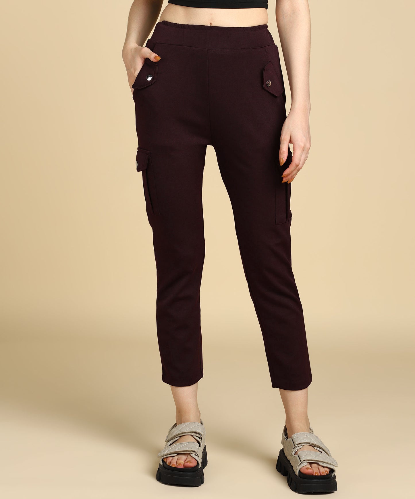 Casual High Waist Tapered Cargo Pants