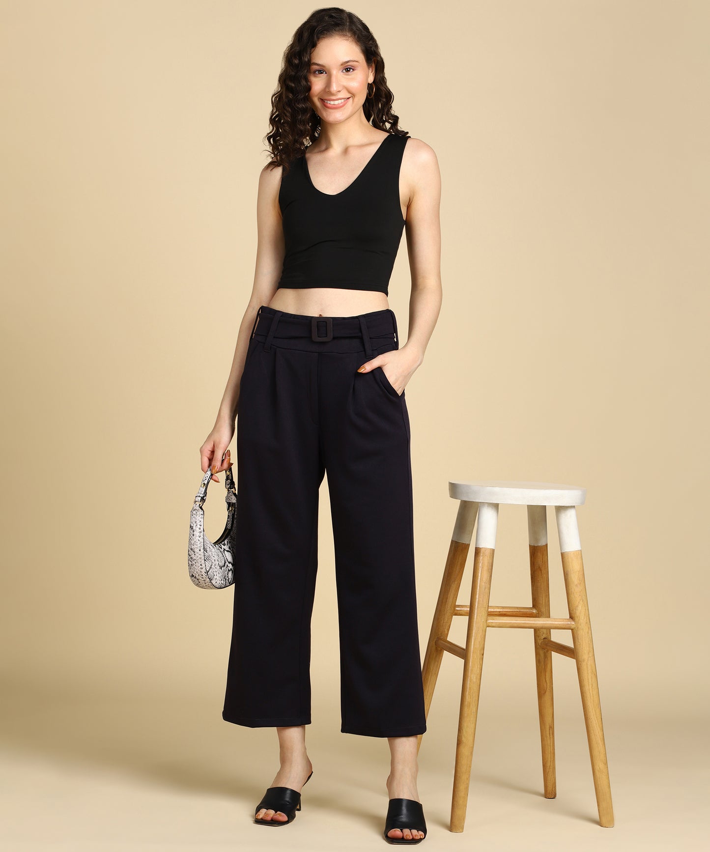 Women's High Waist Stretchable Formal Wide Leg Parallel Trouser Pants –  Glossia Fashion