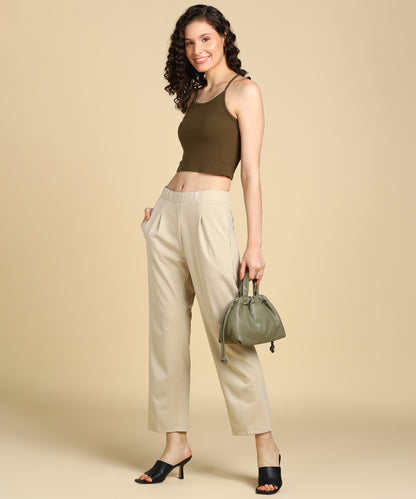 High Waist Formal Relaxed Parallel Trousers