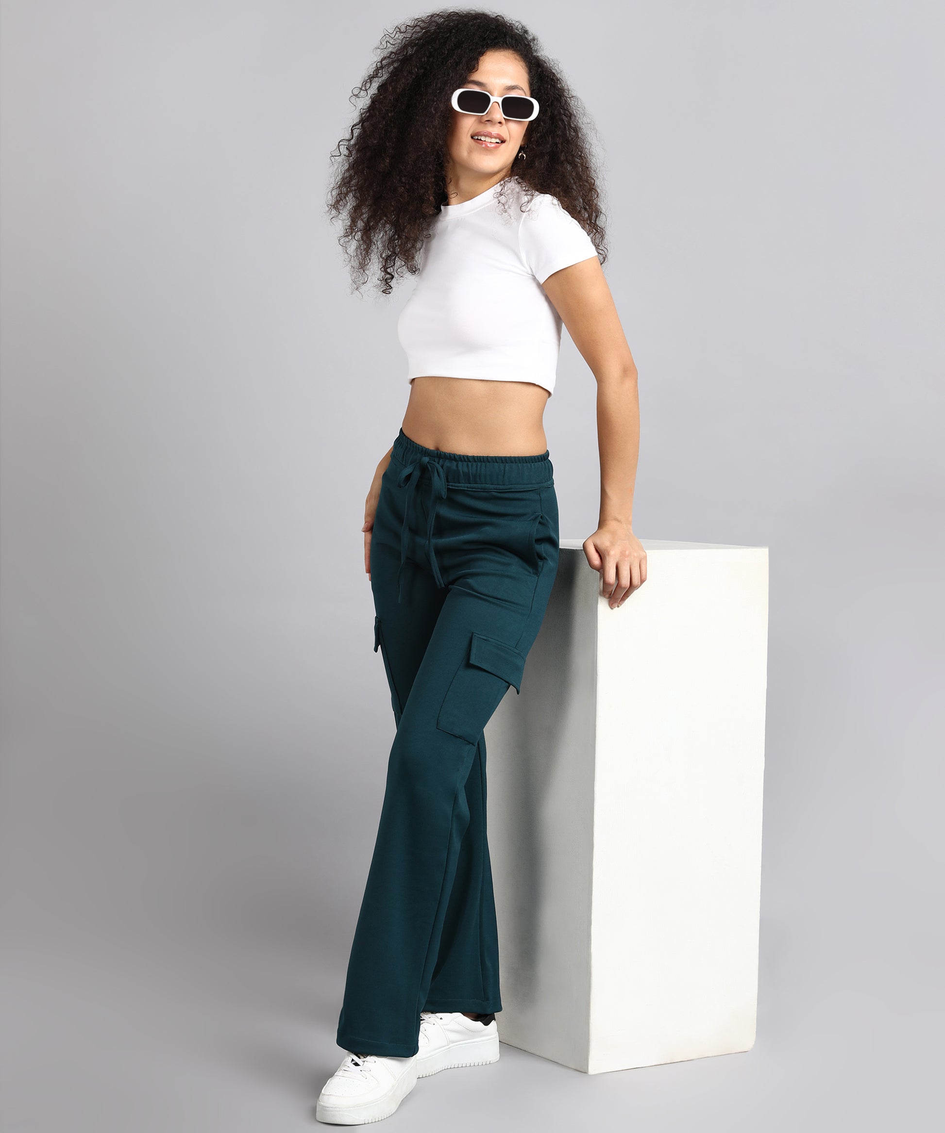 Gable Green Casual High-Waisted Parallel Cargo Trouser Pants for Women – Glossia  Fashion