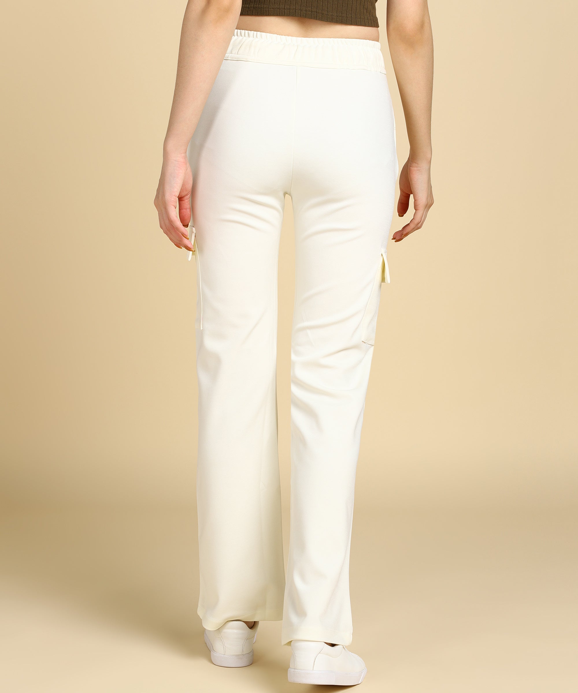 Buy Linen Club Off White Casual Mid Rise Active Waist Trouser for Men online