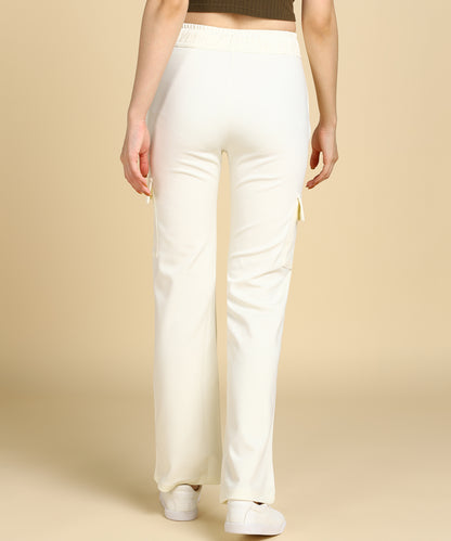 Off White Casual High - Waisted Parallel Cargo Trouser Pants for Women - 699