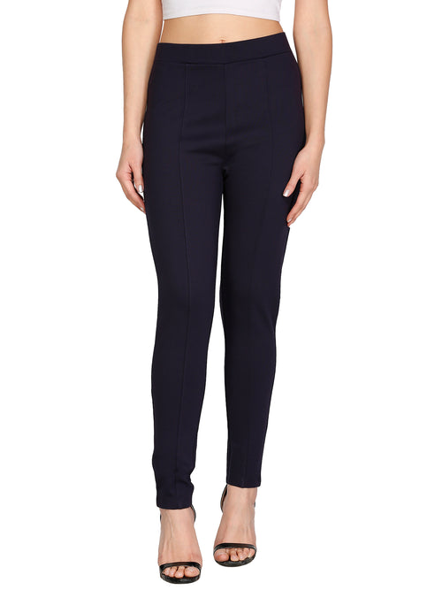 Navy Blue Second Skin High-Waisted Jeggings for Women -NT27