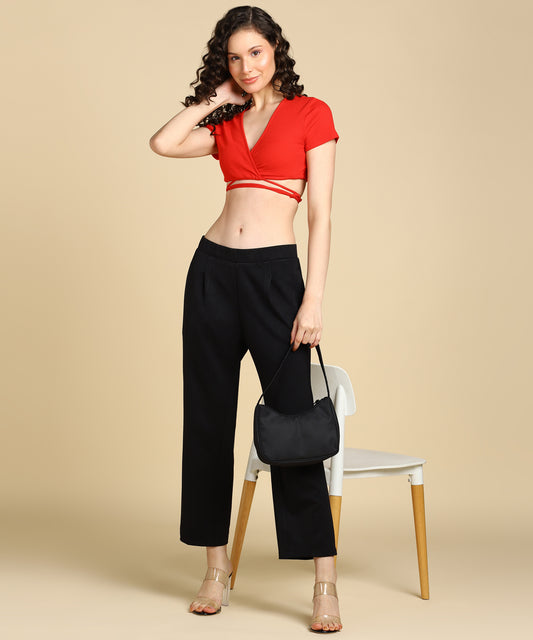 High Waist Formal Relaxed Parallel Trousers - Glossia Fashion