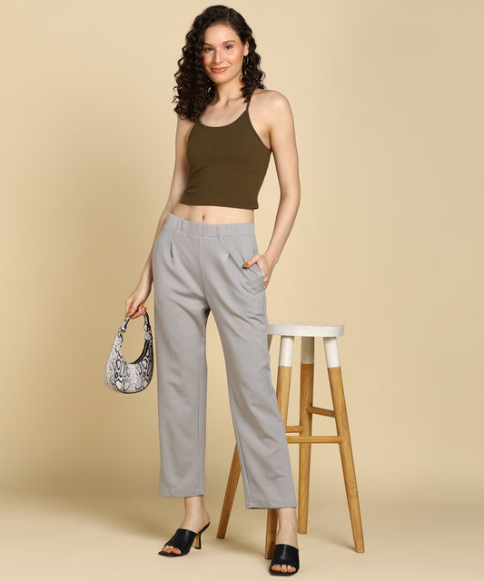 High Waist Formal Relaxed Parallel Trousers - Glossia Fashion